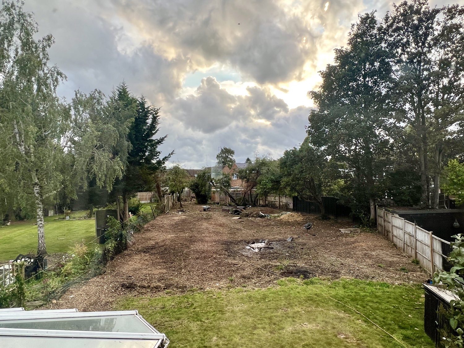 A large garden cleared and prepped, ready for its transformation.